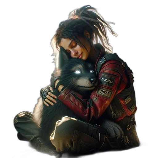 jacket, robot, concept art, cyberpunk transparent PNG cut-out