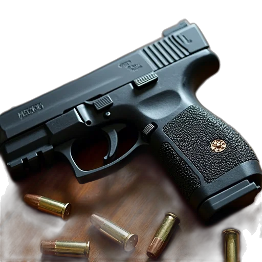 weapon, photorealistic, 3d render, handgun transparent PNG cut-out