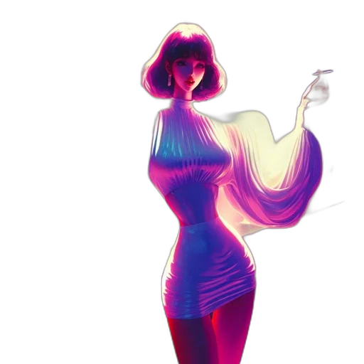 dress, concept art, vaporwave, 3d render transparent PNG cut-out
