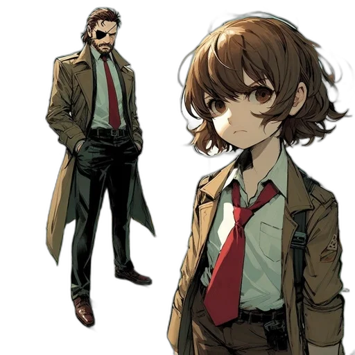 jacket, staff, concept art, anime transparent PNG cut-out