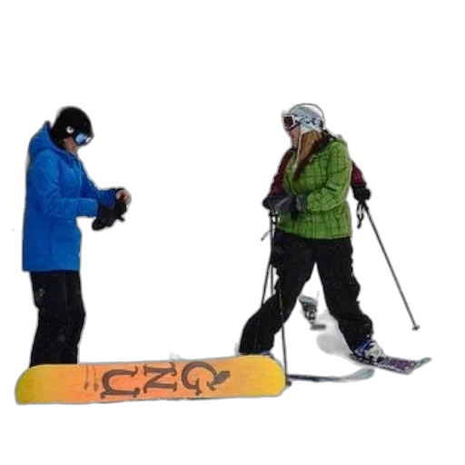 staff, snow, two, people transparent PNG cut-out