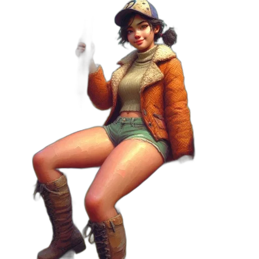 jacket, hat, staff, weapon transparent PNG cut-out