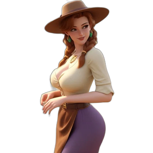 hat, dress, staff, concept art transparent PNG cut-out