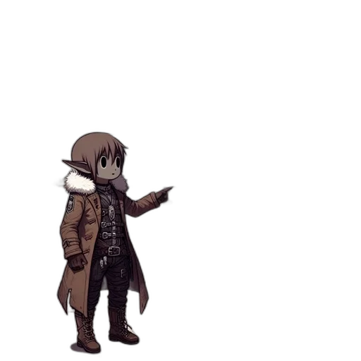 jacket, staff, weapon, creature transparent PNG cut-out