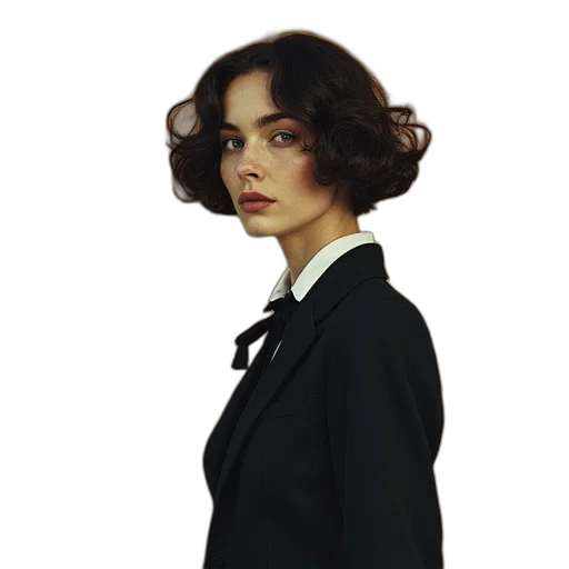 staff, jacket, face, dress transparent PNG cut-out