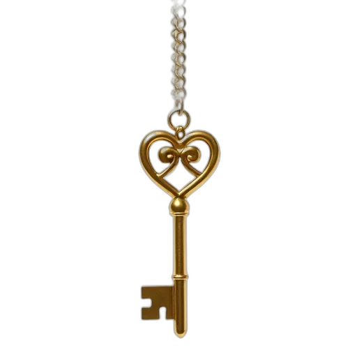 jewelry, golden, key, heart-shaped transparent PNG cut-out