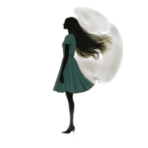 dress, hair, umbrella, creature transparent PNG cut-out