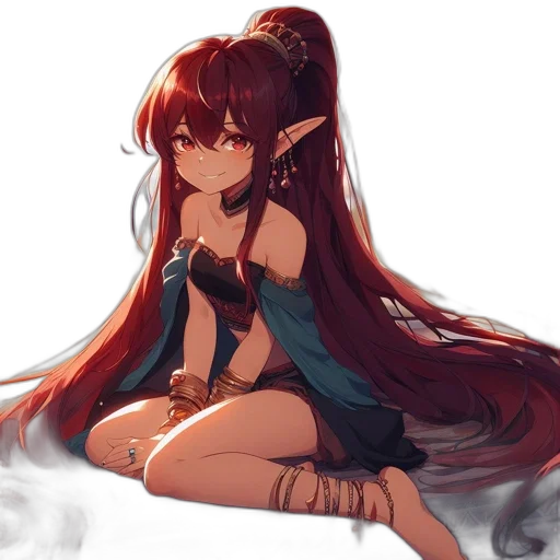 dress, staff, dragon, hair transparent PNG cut-out