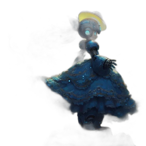 dress, crown, creature, robot transparent PNG cut-out