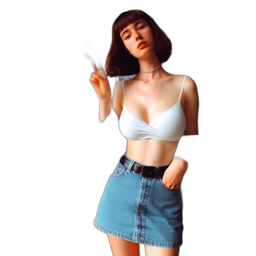 dress, jacket, hat, vaporwave transparent PNG cut-out