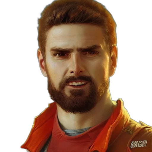 face, jacket, concept art, photorealistic transparent PNG cut-out