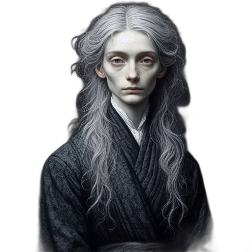 face, hair, dragon, staff transparent PNG cut-out