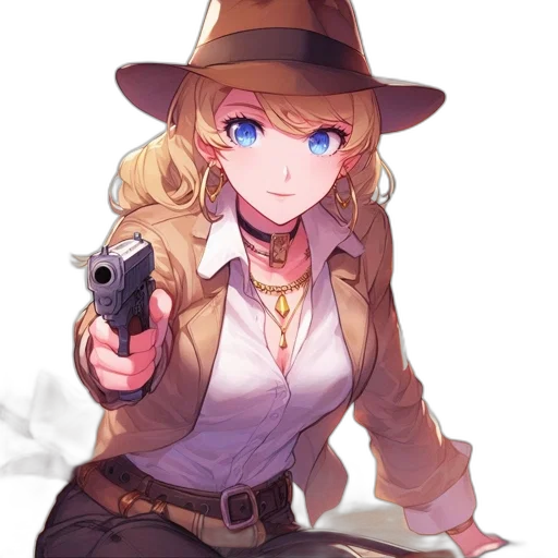 weapon, staff, hat, jacket transparent PNG cut-out