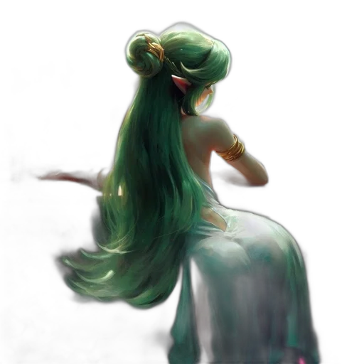 dress, hair, staff, crown transparent PNG cut-out