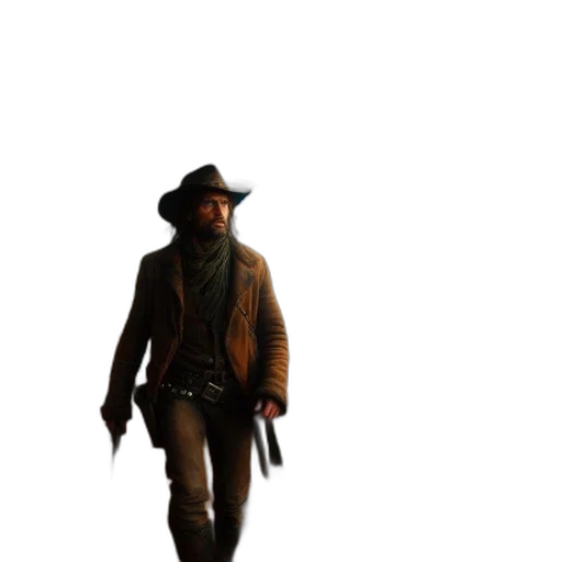 hat, jacket, staff, weapon transparent PNG cut-out
