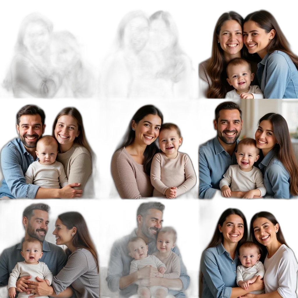 collage, various, family, members transparent PNG cut-out