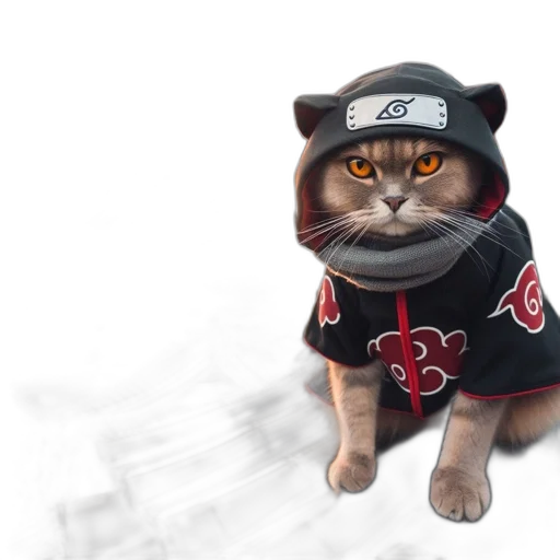 3d render, photorealistic, cat, dressed transparent PNG cut-out