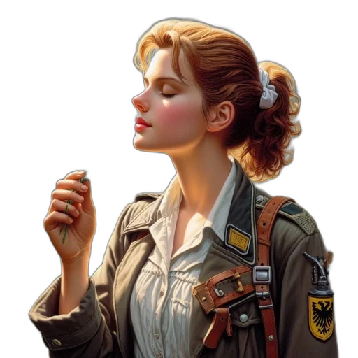 jacket, staff, weapon, face transparent PNG cut-out