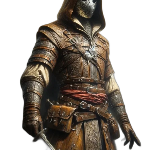 mask, sword, staff, jacket transparent PNG cut-out