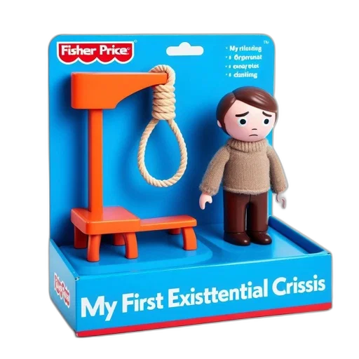 humorous, toy, box, titled transparent PNG cut-out