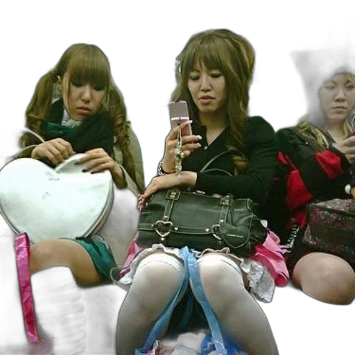 three, young, women, sit transparent PNG cut-out
