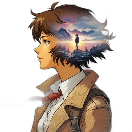jacket, face, concept art, comic book art transparent PNG cut-out