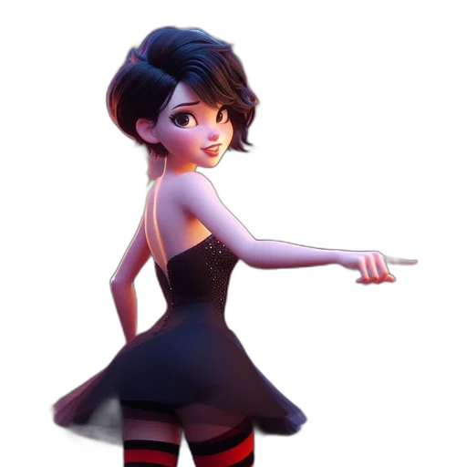dress, staff, hair, 3d render transparent PNG cut-out