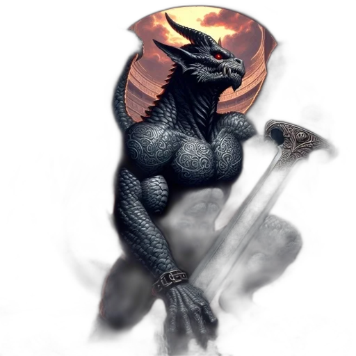 dragon, staff, creature, sword transparent PNG cut-out