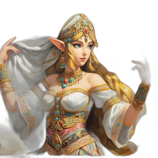 dress, crown, jewelry, fantasy art transparent PNG cut-out