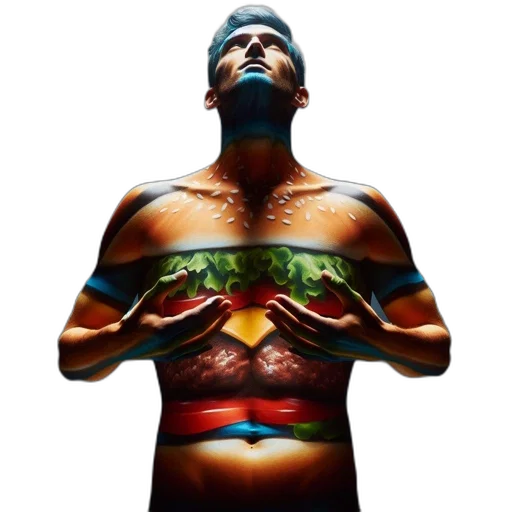 food, concept art, photorealistic, man transparent PNG cut-out
