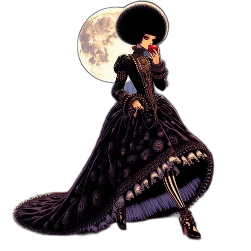 dress, hat, staff, crown transparent PNG cut-out