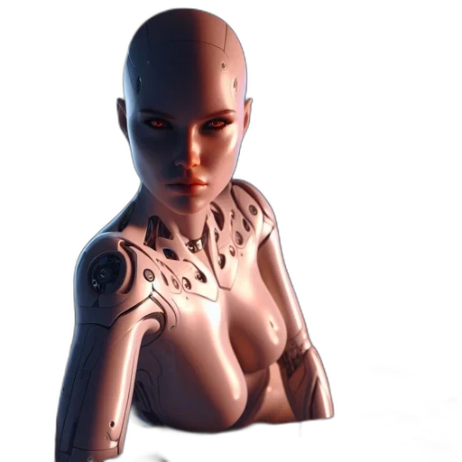 robot, jewelry, face, 3d render transparent PNG cut-out