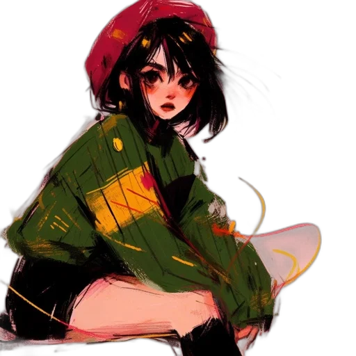 jacket, hat, watercolor, concept art transparent PNG cut-out