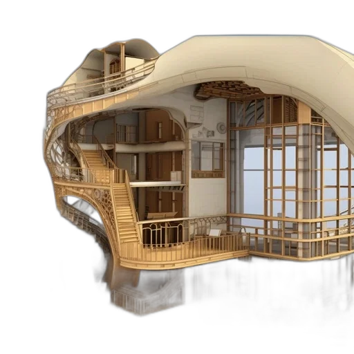 building, 3d render, concept art, photorealistic transparent PNG cut-out