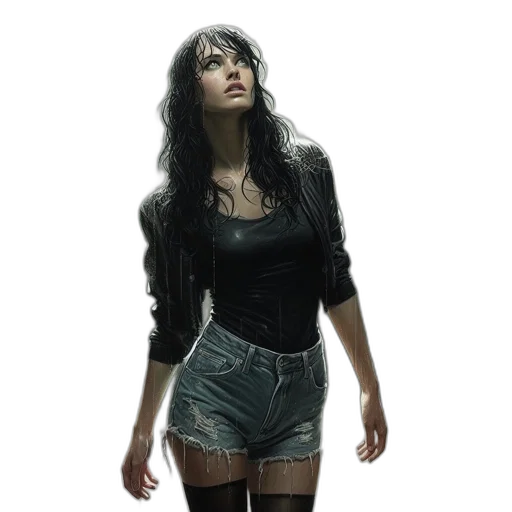 jacket, dress, hair, concept art transparent PNG cut-out