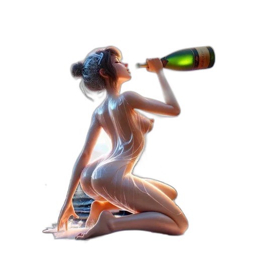 bottle, 3d render, concept art, pixel art transparent PNG cut-out