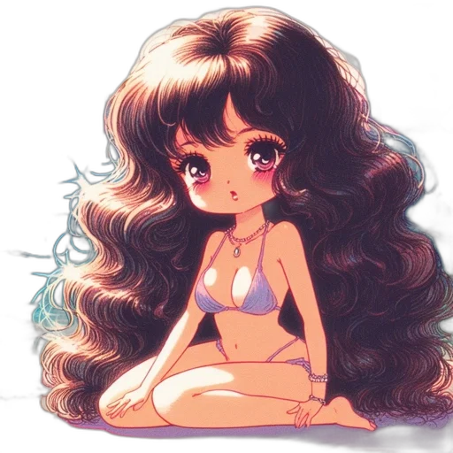 hair, anime, vaporwave, cartoon transparent PNG cut-out