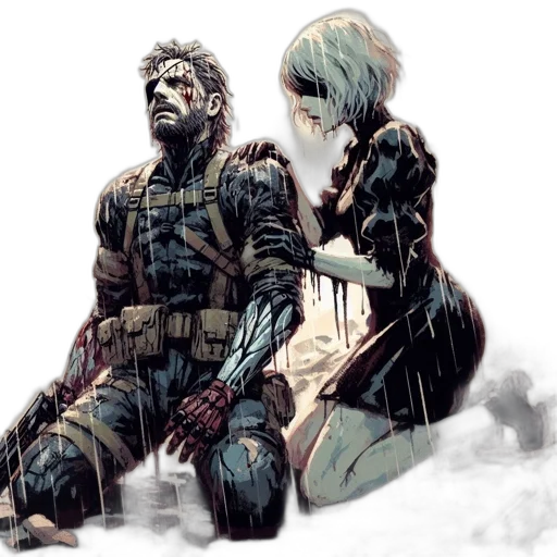 concept art, comic book art, cyberpunk, watercolor transparent PNG cut-out