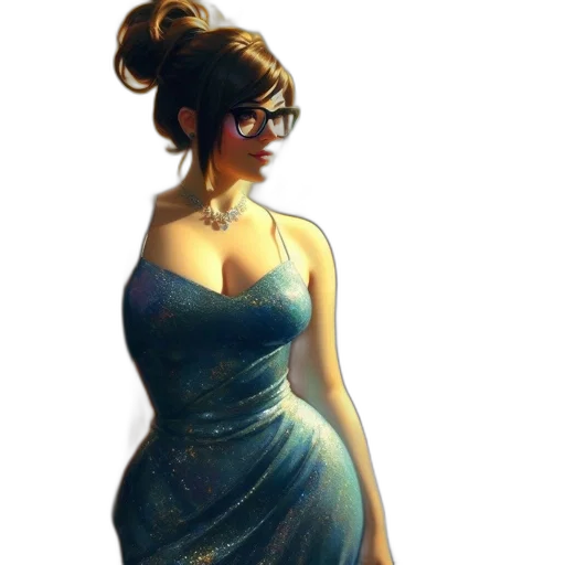 dress, jewelry, staff, fantasy art transparent PNG cut-out