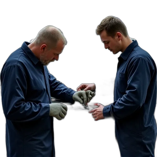 staff, jacket, two, mechanics transparent PNG cut-out