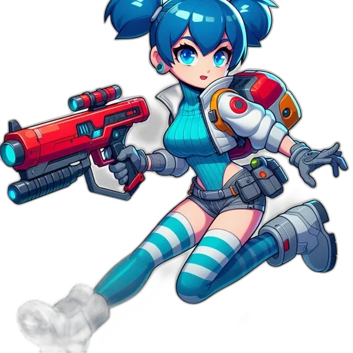 weapon, robot, staff, pixel art transparent PNG cut-out