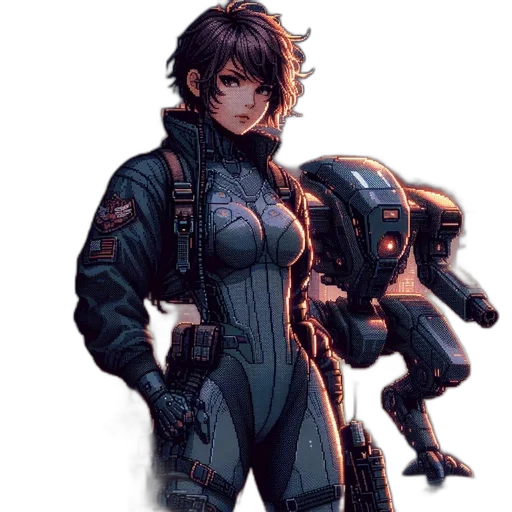 jacket, robot, weapon, creature transparent PNG cut-out