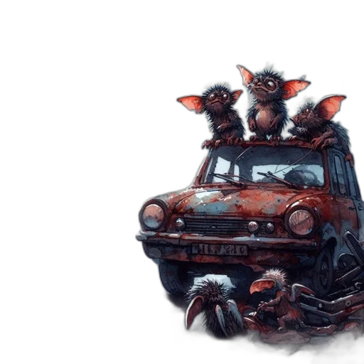 car, concept art, fantasy art, comic book art transparent PNG cut-out