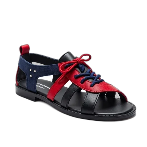 shoes, black, red, sandal transparent PNG cut-out