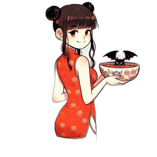 dress, food, hat, staff transparent PNG cut-out