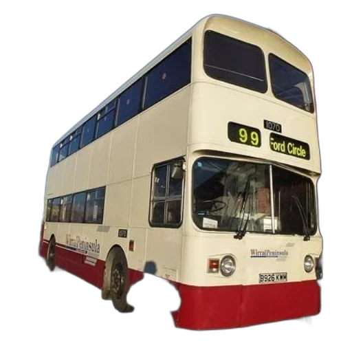 3d render, white, double-decker, bus transparent PNG cut-out