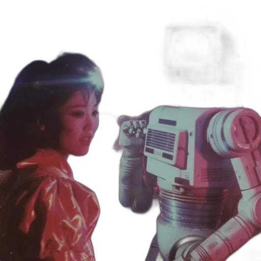 robot, vaporwave, concept art, 3d render transparent PNG cut-out