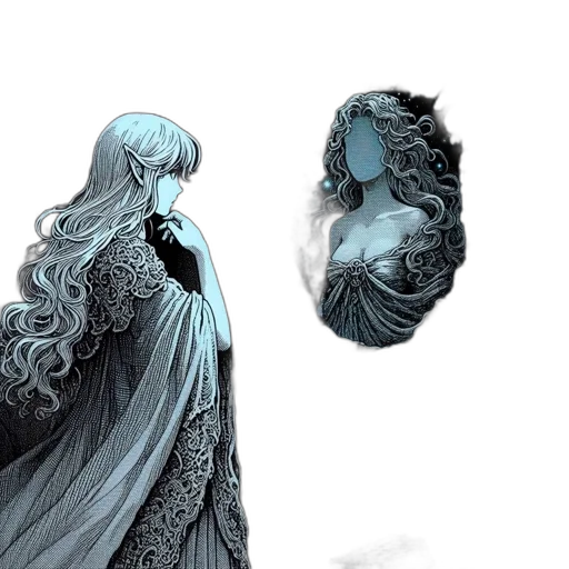 dress, dragon, hair, mask transparent PNG cut-out