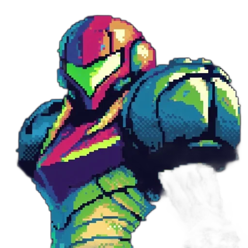 robot, pixel art, concept art, vaporwave transparent PNG cut-out