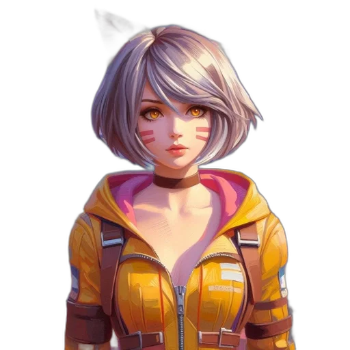 jacket, face, staff, robot transparent PNG cut-out